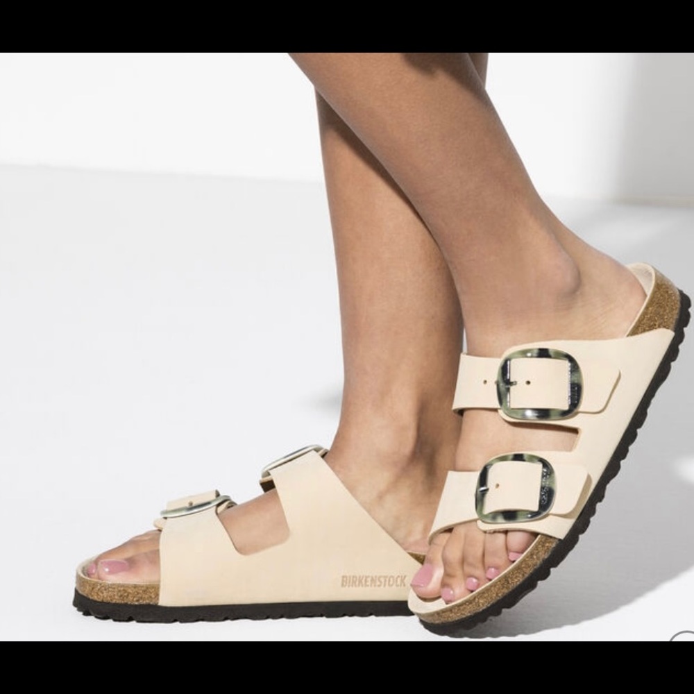 BIRKENSTOCK Arizona Big Buckle Sandals Nutral 37 Green Tortoise Narrow